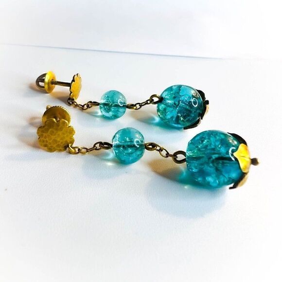 ANTIQUE- 10k Gold Art Nouveau Earrings Victorian Screwback Earrings ca.1894-5.3g - Picture 12 of 15